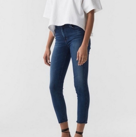 Agolde Sophie Crop Raw Hem Comfort Stretch Skinny Jean Dark Wash A018-3005 SZ 28 - Picture 1 of 10
